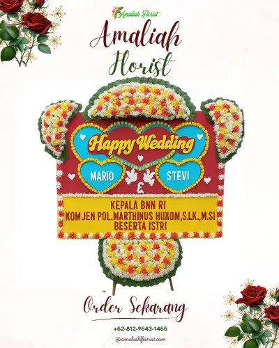 Karangan Papan Bunga Pernikahan di Pijor Koling